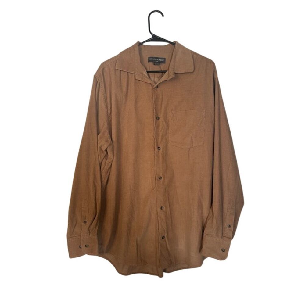 Banana Republic Brown Textured Cotton Button Down Shirt Men Sz XL